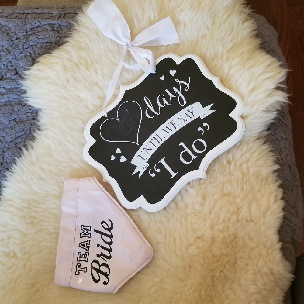 Bride chalkboard sign, and pet bandana bundle